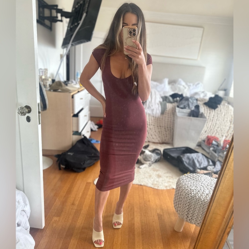 Maroon MIDI Dress